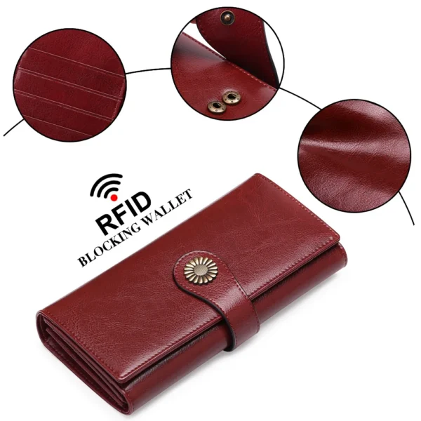 Fashion Genuine Leather Wallet Card Holder Female Long Purse Leather Female Clutch Wallets Zipper Purse Money Bag